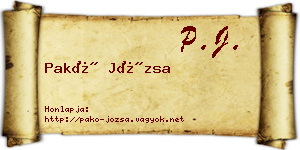 Pakó Józsa névjegykártya